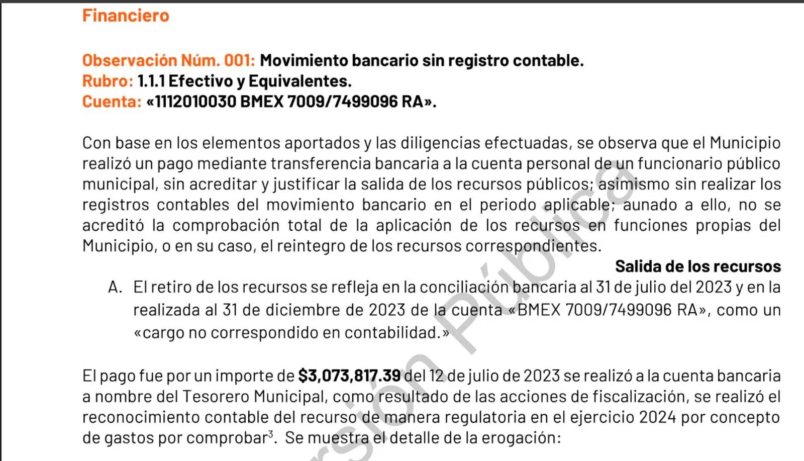 Extracto de los resultados de la auditoría a la cuenta pública 2023 de Apaseo el Alto