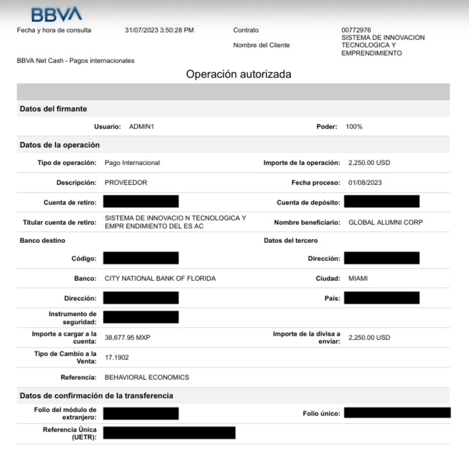 Transferencia a Universidad de Chicago