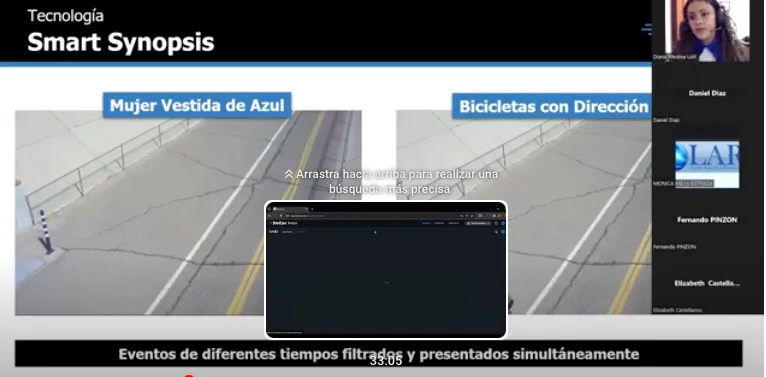 Captura de pantalla de búsqueda específica durante presentación.