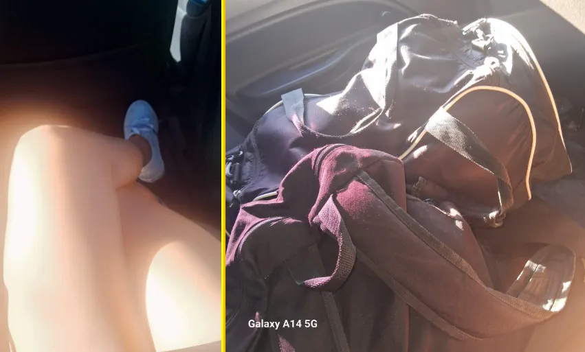 Tenis y maleta fotografiados por Merari Noemí el día de su desaparición, los cuales fueron identificados por su familia entre las prendas que las madres buscadoras hallaron en el rancho Izaguirre. (Facebook)