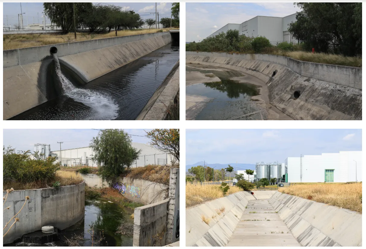 Río de descargas en el parque industrial Puerto Interior, en el municipio de Silao, Guanajuato. Foto: Juan José L. Plascencia