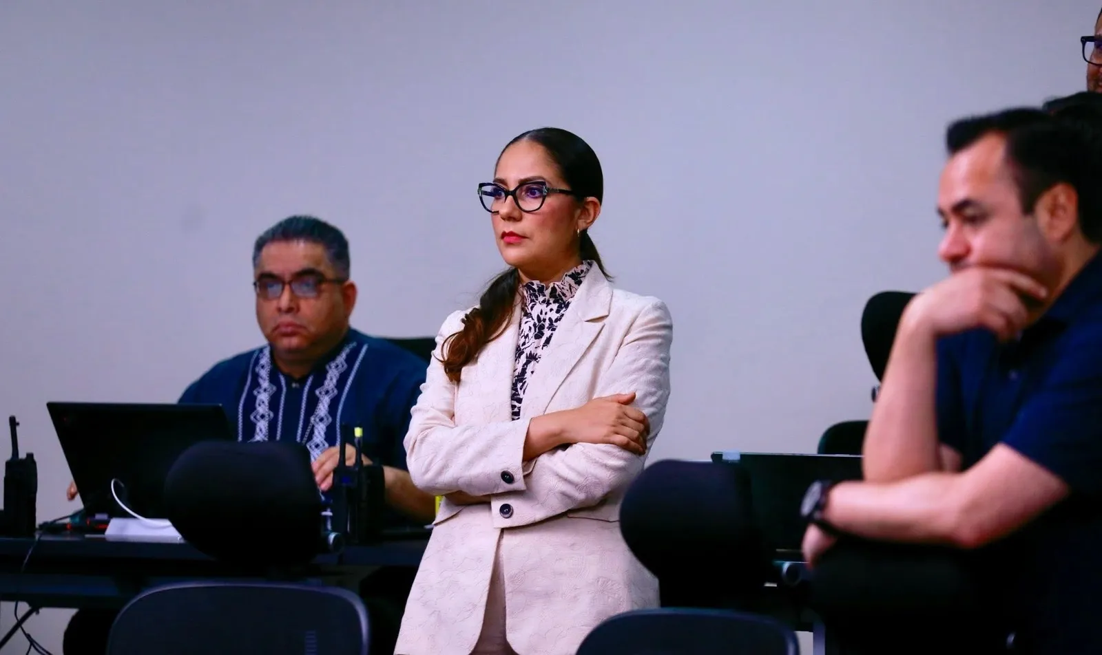 Libia García durante la vigilancia el día domingo