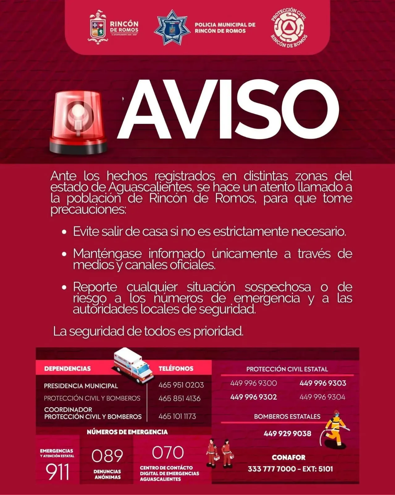 Imagen publicada en redes sociales por Erik Muro Sánchez, presidente municipal de Rincón de Romos