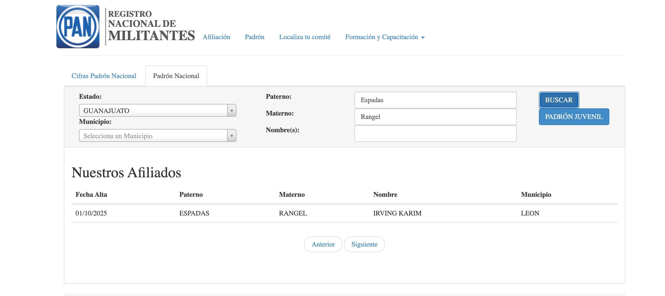 Militancia Irving Karim Espadas en el PAN